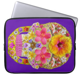花のスカル4 – トロピカル ラップトップスリーブ