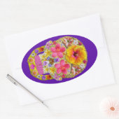 花のスカル4 – トロピカル 楕円形シール (封筒)