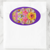 花のスカル4 – トロピカル 楕円形シール (バッグ)