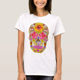 花のスカル4 – トロピカル Tシャツ