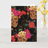 花のスカル カード (黄色い花)