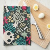 花のスカル キッチンタオル (四つ折り)