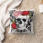 花のスカル クッション (ブランケット)