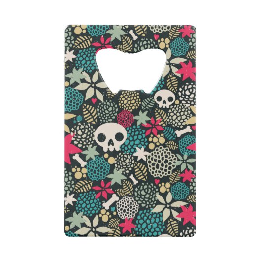 花のスカル クレジットカード栓抜き (正面)