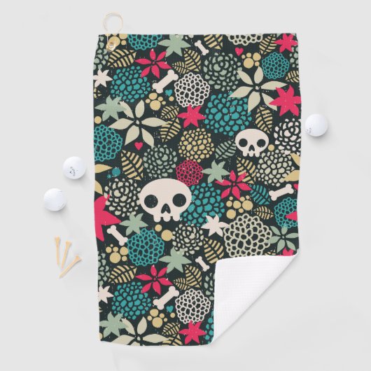 花のスカル ゴルフタオル (インサイチュ)