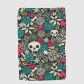 花のスカル ゴルフタオル (正面)