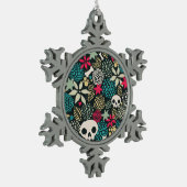 花のスカル スノーフレークピューターオーナメント (左)