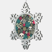 花のスカル スノーフレークピューターオーナメント (右)