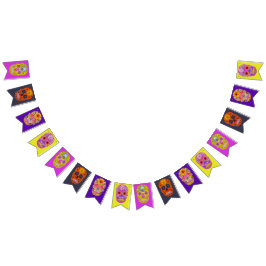 花のスカル バンティングフラッグ