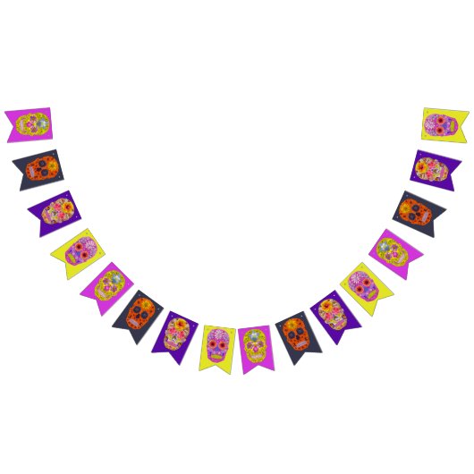 花のスカル バンティングフラッグ (全)