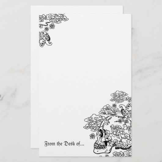 花のスカル 便箋 (正面/裏面)