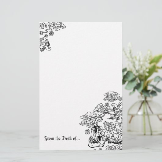 花のスカル 便箋 (スタンド正面)