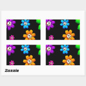 花のスカル 長方形シール (シート)