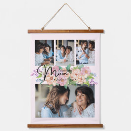 花のスクリプト愛ママ4 Photo Collage 吊り下げ型タペストリー