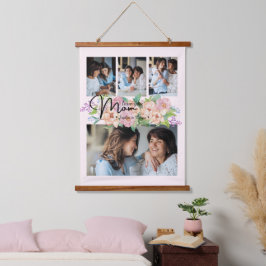 花のスクリプト愛ママ4 Photo Collage 吊り下げ型タペストリー