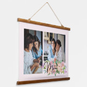花のスクリプト愛ママ4 Photo Collage 吊り下げ型タペストリー (傾斜あり)