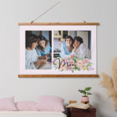 花のスクリプト愛ママ4 Photo Collage 吊り下げ型タペストリー (寝室)