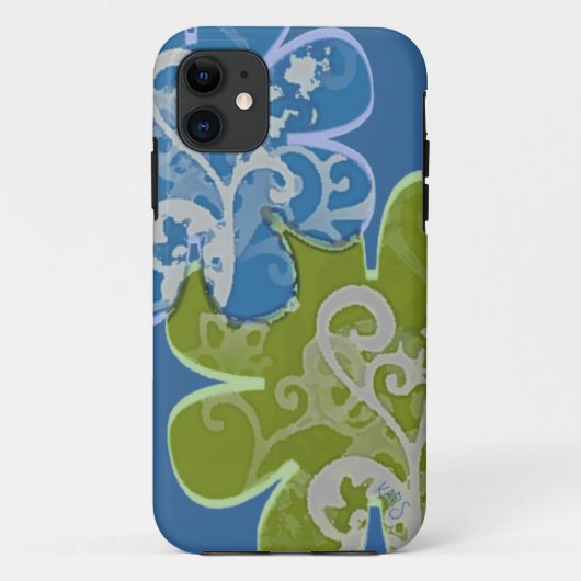 花のスクロール(青/緑) Case-Mate iPhoneケース (裏面)