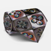 花のスケッチとタイルの茶色がかった正方形のモザイク ネクタイ (ロール)