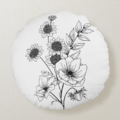 花のスケッチ ラウンドクッション (裏面)
