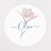 花のスケッチ 水彩画 オーダーメイド ラベル (デザイン1)