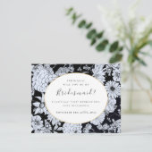 花のスケッチ、白黒"私の花嫁になる" 招待状 (スタンド正面)