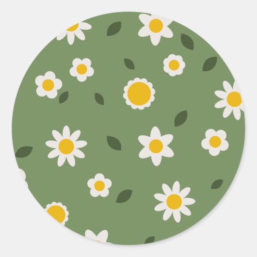 花のステッカー - ブルーム＆スティック ラウンドシール (正面)