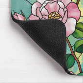 花のステンドグラス効果 ピンクの花 植物学 マウスパッド (コーナー)