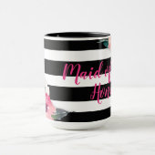 花のストライプのなメイド・オブ・オーナー（花嫁付き添い人）のマグ マグカップ (中央)