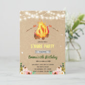 花のスモア焚き火バーベキュー パーティー 招待状 (スタンド正面)