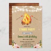 花のスモア焚き火バーベキュー パーティー 招待状 (正面/裏面)