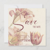 花のセーブ・ザ・デートお知らせテンプレート (正面)