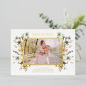 花のセーブ・ザ・デート・箔張り招待状 箔招待状 (立ち正面)