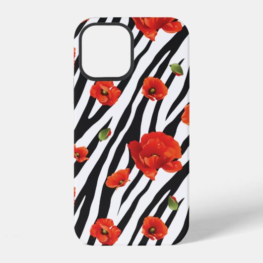 花のゼブラ シームレス パターン iPhoneケース (裏面)