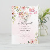 花のゾウさん 女の子 ベビーシャワー 招待状 (スタンド正面)