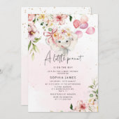 花のゾウさん 女の子 ベビーシャワー 招待状 (正面/裏面)