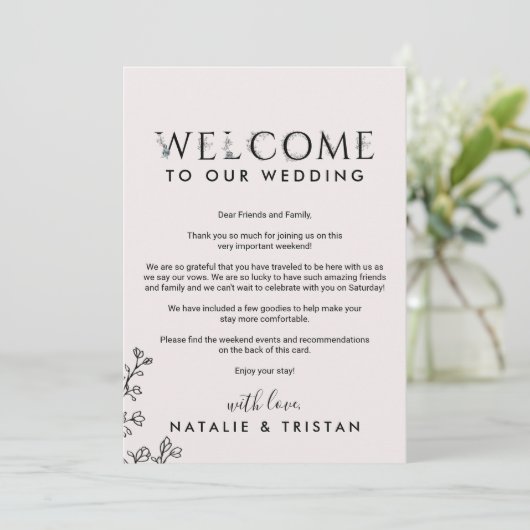 花のタイポグラフィーウェルカムレター&旅程表 プログラム (スタンド正面)