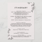 花のタイポグラフィーウェルカムレター＆旅程 プログラム (裏面)