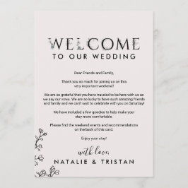 花のタイポグラフィーウェルカムレター&旅程 プログラム