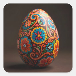 花のタペストリーイースターエッグ スクエアシール
