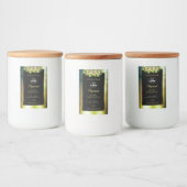 花のターコイズグリーン大理石ブラック製品ラベルロゴ フードラベル (ボトル)