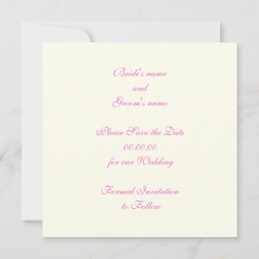 花のターコイズ、ホットピンクの結婚式日付を保存 招待状 (裏面)