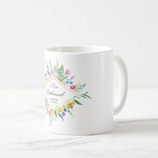 花のダイヤモンドの新婦付添人 コーヒーマグカップ (正面右)
