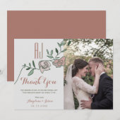 花のダスティローズ フォト ウェディング サンキューカード (正面/裏面)
