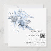 *～* 花のダスティーブルー ブーケ AR15 QR RSVP ウェディング 招待状 (裏面)