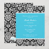 花のダマスクの誕生日 招待状 (正面/裏面)