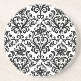 花のダマスク織の壁紙 コースター