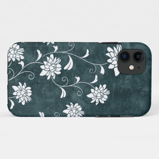 花のダマスク織の青及び白い花のガーリーな上品 Case-Mate iPhoneケース (裏面(横))