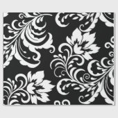 花のダマスク織パターン ラッピングペーパー (フラット)