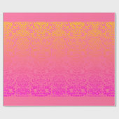 花のダマスク織(珊瑚およびピンク) ラッピングペーパー (フラット)